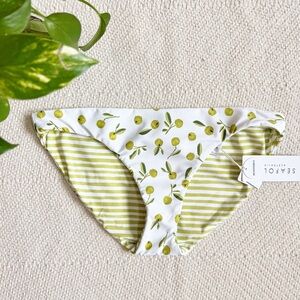 NWT Seafolly Summer Crush Reversible Hipster Bikini Bottom - Soft Olive